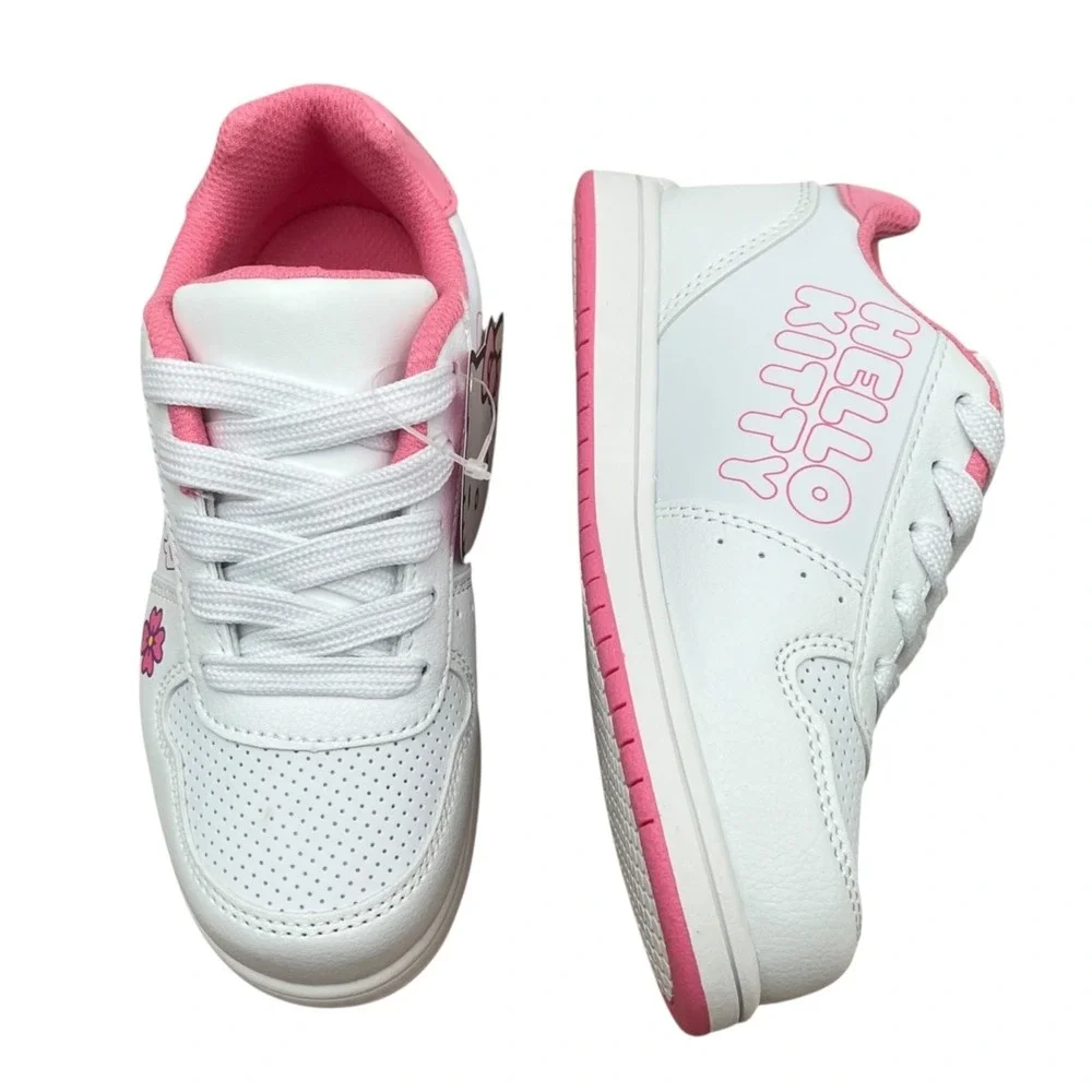 Hello Kitty Little Girls Court Sneakers Size 11 White Pink Purple Casual Lace-Up